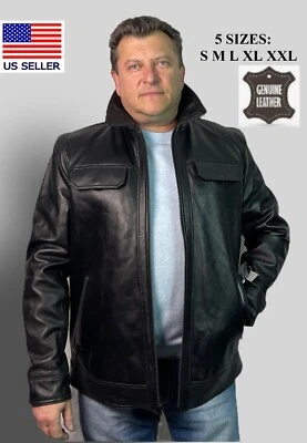 MSRP $495 PERRY ELLIS PORTFOLIO REAL LAMB LEATHER OPEN BOTTOM LINED JACKET S-XXL - Image 1 of 4