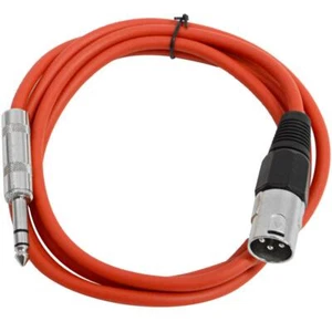 6 Foot Red XLR Male to TRS Patch Cables PA DJ Cords XLRF to 1/4" - Picture 1 of 3