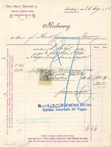 Alte Rechnung,"Chr. Heinr. Schmidt jr., Hamburg" 26.08.1913 - Bild 1 von 1