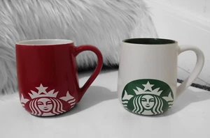 2 x Starbucks 2015 Runde Tassen mit Starbucks Logo & Meerjungfrau Sirene - Bild 1 von 7