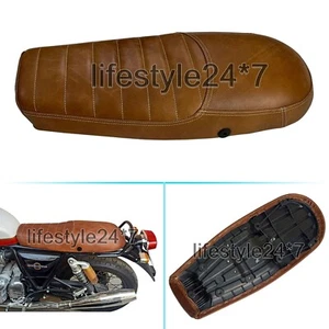 For Royal Enfield "D8 Premium Touring Dual Seat Brown" For GT & Interceptor 650 - Picture 1 of 8