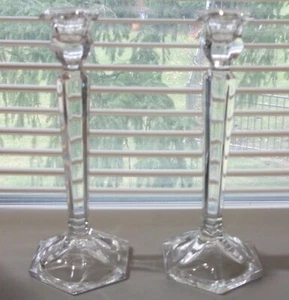 Shannon Harmony Crystal Candle Holders Pair 8.25" - Picture 1 of 4