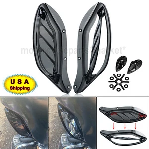 Smoke Adjustable Side Wing Air Deflectors Fairing For Harley Touring FLHT 96-13 - Picture 1 of 21