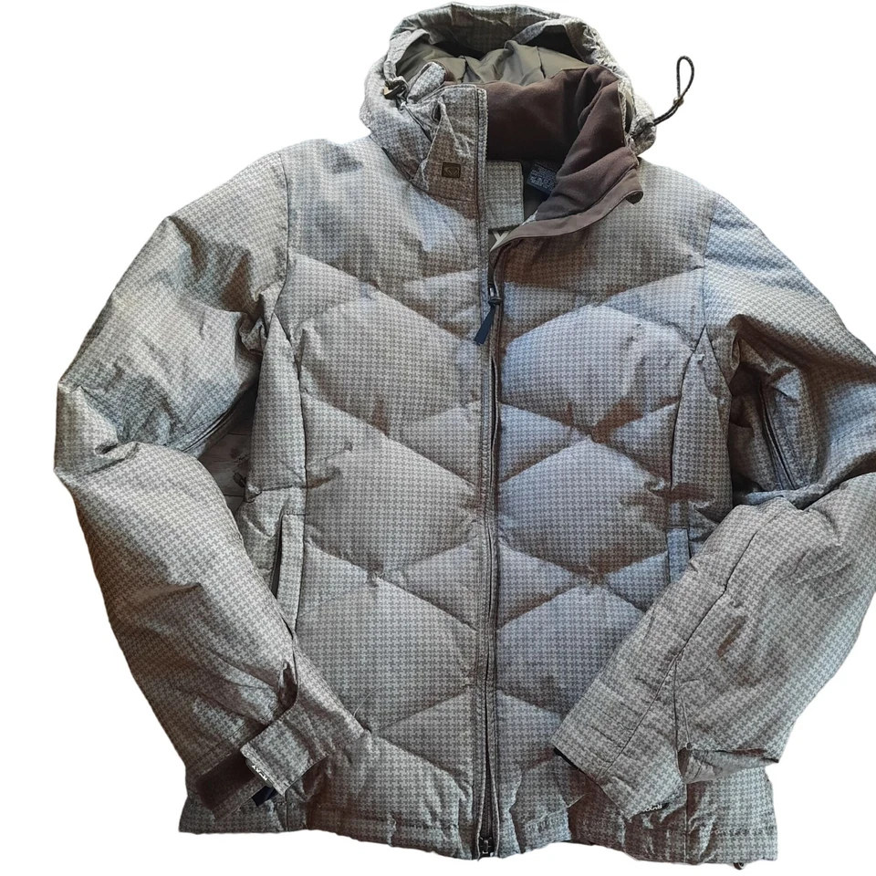 Roxy cream herringbone print endurance 10,000mm down ski winter jacket Size S - Image 1 of 4