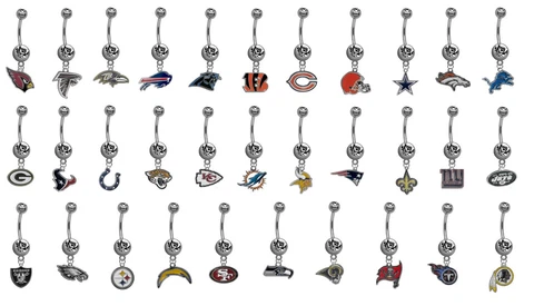 Football Belly Button Navel Ring Piercing - PICK YOUR TEAM - NEW - Ships Today! Cover