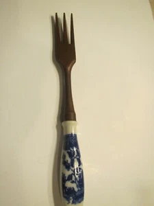Vintage FORK HOLLAND 11"Tall CERAMIC Bone China Blue Delft - Picture 1 of 3