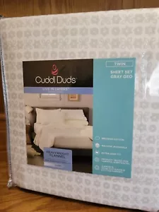 Juego de hojas geológicas Cuddl Duds gris y blanco franela nuevo - Imagen 1 de 4