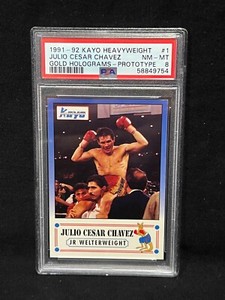 JULIO CESAR CHAVEZ 1991 92 KAYO HEAVYWEIGHT BOXING GOLD HOLOGRAM PROTOTYPE PSA 8