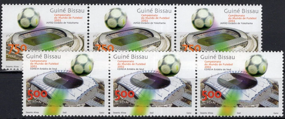 JUEGO COMPLETO DE FÚTBOL CON TAZA 2002, GUINEA BISSAU x 3, MNH Foto 1 de 1