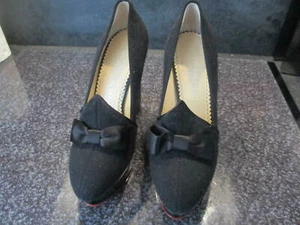CHARLOTTE OLYMPIA ORIGINAL NEW BLACK HIGH WEDGE SHOES - SIZE 4 (37) SALE - Picture 1 of 8
