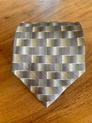 Dockers 100% Silk Very Soft Purple Black White Yellow Tie Necktie Geometric Foto 1 de 4