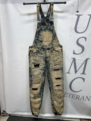 Mono con tirantes urbano de mezclilla lavado ácido vintage Chams unisex talla 34X34 Foto 1 de 4