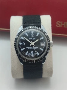 Reloj de Buceo Vintage Piel Swiss BULER Cuerda Manual Estilo Blancpain Bathyscaphe - Imagen 1 de 19
