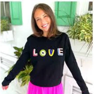 Endless Rose black sweatshirt with 'love' beaded on front size m NWT - Image 1 of 4