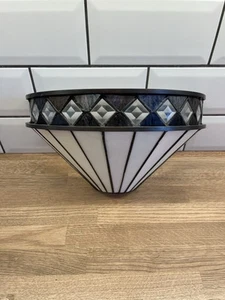 Interiors 1900 Fargo Art Deco Style Tiffany Wall Light Bronze White - Picture 1 of 8
