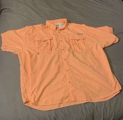 Columbia PFG Shirt Men 5XL Bahama Vented Orange Short Sleeve UPF 30+ Omni-Shade - Image 1 of 4