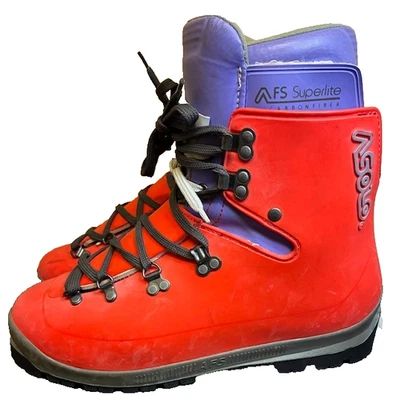 Vintage 90s Asolo AFS Carbon Fiber SUPERLITE Mountain Boots Red Purple Italy - Image 1 of 4