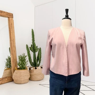 Chaqueta Blazer Ann Taylor Factory Mujer’s 16 Clásica Frente Abierto Rosa Claro Foto 1 de 4