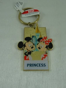 Disney Prinzessin Schloss Mickey Minnie Mouse Emaille Schlüsselanhänger Gold Metall 2 3/4" Neu mit Etikett - Bild 1 von 9