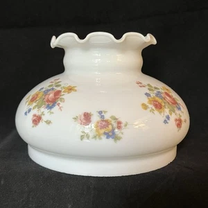 Abat-jour lampe à pétrole vintage étudiant en verre dépoli rose floral 5-7/8 pouces monteur dessus à sertir - Photo 1/15