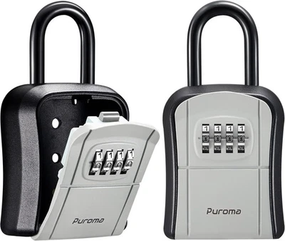 2x Puroma Key Lock Box Portable Combination Storage Lockbox Wall-Mounted/Hanging - Image 1 of 4