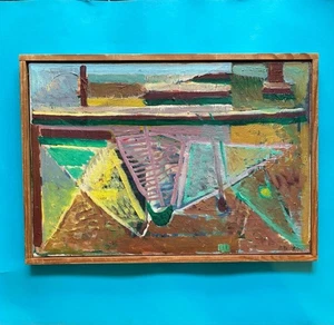 Raro artista abstracto femenino alemán/danés Elsebet Schütz óleo sobre lienzo 1970. - Imagen 1 de 5
