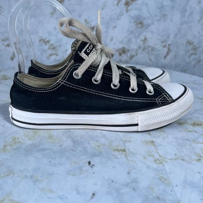 匡威 Converse All Star Chuck Taylor Youth 儿童 2 码鞋黑色白色低帮运动鞋 — 第 1/4 张图片