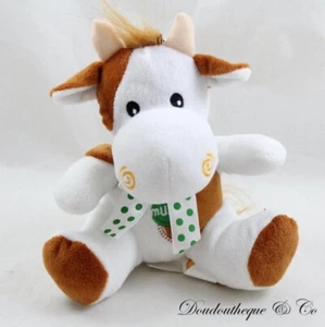 Peluche sonore vache FIZZY marron blanc assis 17 cm (MO6377) - Imagen 1 de 2