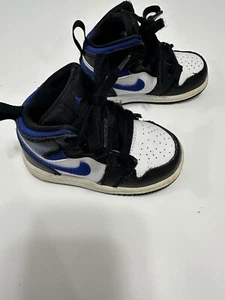 Nike Kids Air Jordan 1 Mid GS Black Racer Blue Size 5c - Picture 1 of 6