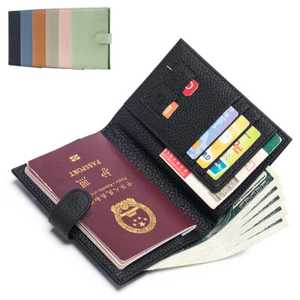 Leather Passport Holder Slim Travel Wallet RFID Card Case Passport Protector - Picture 1 of 16