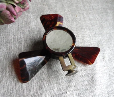 ANCIEN VENTILATEUR MANUEL DE SAC - DE THÉÂTRE -  FAÇON ÉCAILLE DE TORTUE - Photo 1/4