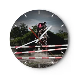 Modern Wanduhr 40x40cm Analog Glasuhr Pferd Sport Hindernisse Himmel Art Glas - Bild 1 von 10
