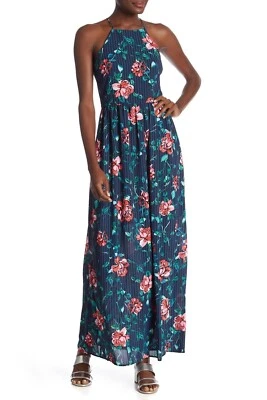 EVERLY 155970 Women's Sleeveless Floral Print Woven Maxi Dress Navy Sz. Small - Image 1 of 2