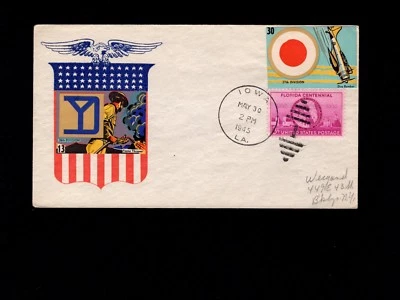 Segunda Guerra Mundial Patriótico Atado Cenicienta Militar Insignia y Eventos Iowa LA 1945 Cubierta Foto 1 de 2