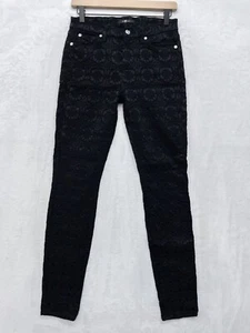 7 for all Mankind schwarze Damenjeans Blumenmuster Größe 28 Skinny Mid Rise Cropped - Bild 1 von 5