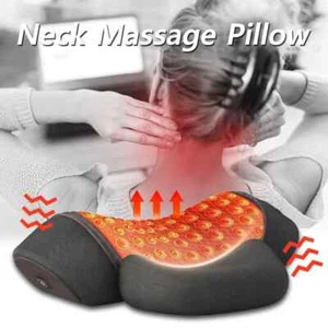 Electric Neck Massager Pillow Cervical Stretcher Heating Vibration Massage Back - Picture 1 of 32