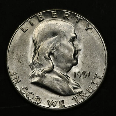 1951-S Franklin Half Dollar BU - LUSTROUS! - Image 1 of 4