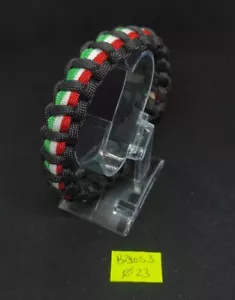 Bracciale Paracord 550 Nero Italia Tricolore ADVENTURE Fatto A Mano B29053 - Foto 1 di 3