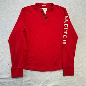 Abercrombie & Fitch Shirt Mens XL Red Muscle Henley Fitted Spell Out Y2K Style - Picture 1 of 12