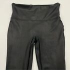 Spanx Leggings Faux Leather Size Small Black Wide Waistband Pants Stretch
