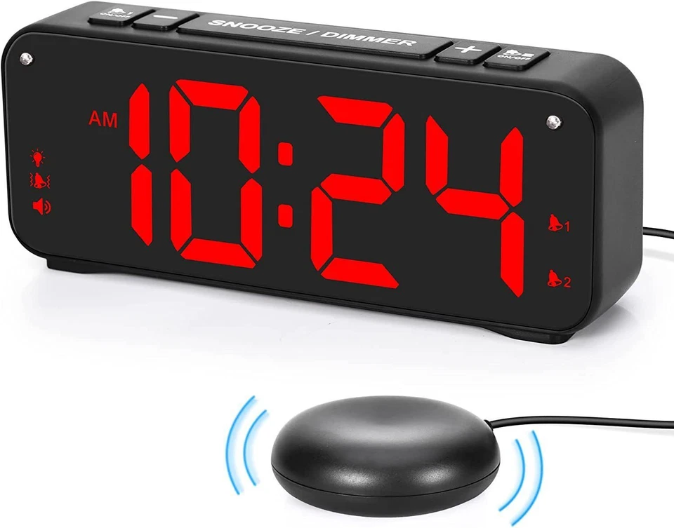 Extra Loud Vibrating Alarm Clock with Bed Shaker for Heavy Sleepers,Hearing Deaf - Image 1 of 4