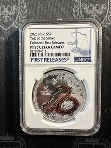 2025 Niue 1oz Proof Silver Colorized Year of the Snake NGC PF70 UC 1ST RELEASE - Picture 1 of 4