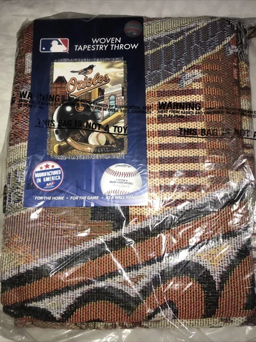 MLB Baltimore Orioles Woven Tapestry Throw Blanket 48x60 Cover
