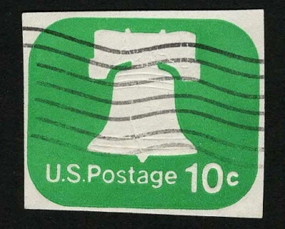 US 1973 #U567 Emerald Green 10c Liberty Bell Cut Square Used - Image 1 of 2