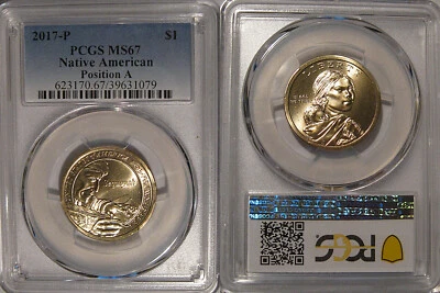 2017 P Native American Sacagawea Dollar $1 PCGS MS67 Position A - Image 1 of 2