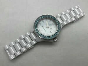 KLAUS KOBEC CERAMIC DIAMONDS ALL CERAMIC BRACELET QUARTZ WATCH WORKING - Picture 1 of 11