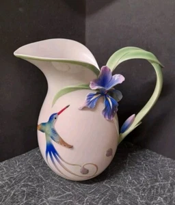 Franz Porcelain Tall Large Decorative Pitcher Jug Hummingbird FZ00131 - Picture 1 of 11