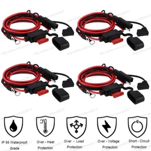 4Pcs SAE Extension Cable 2Pin Battery Connector SAE to O Ring Terminal Harness - Picture 1 of 10