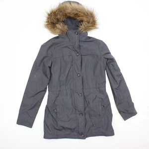 Hollister  Faux Fur Lined Parka Jacket Coat Womens M Gray Plaid Lining - Picture 1 of 9