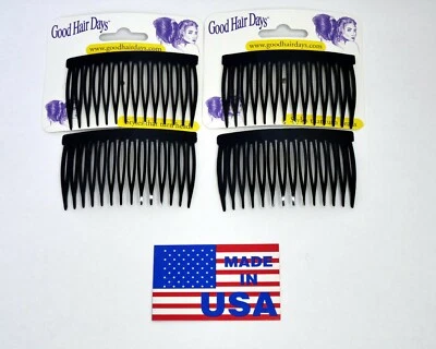 4 Combs x Good Hair Days 2 7/8" Black Side comb hair comb Made in USA 42201 - Image 1 of 4